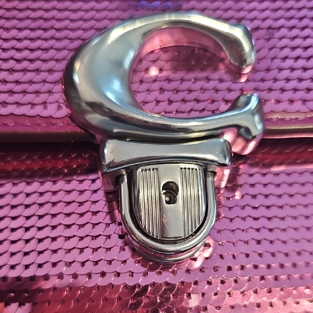 Coach Pink Sequin Crossbody Bag w/ Shorter Shoulder Strap - New With Tags - Picture 5 of 8